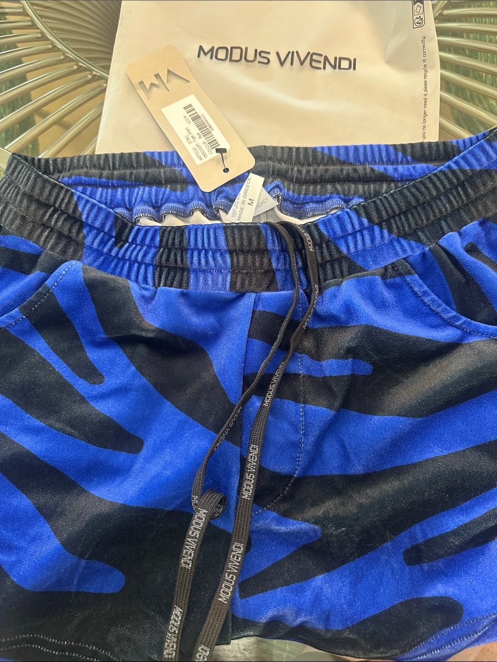 NWT Modus Vivendi Men's Blue & Black tiger Athletic Shorts